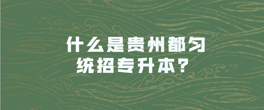 什么是贵州都匀统招专升本？